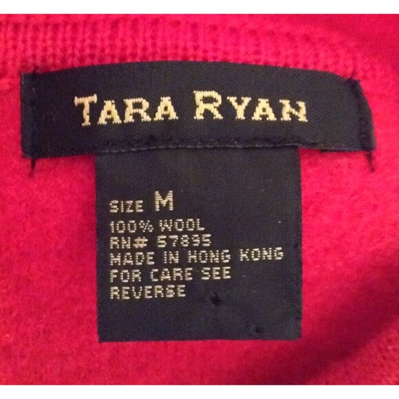 Vtg Cardigan Sweater Wmn M Red 100% Wool Floral Embroidered Grandma Cottage Y2K - Picture 11 of 12